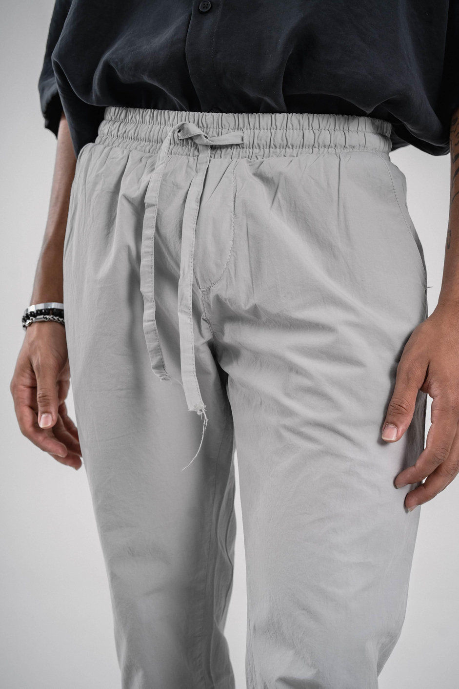 Gri Dar Paça Boyfriend Fit Gabardin Pantolon