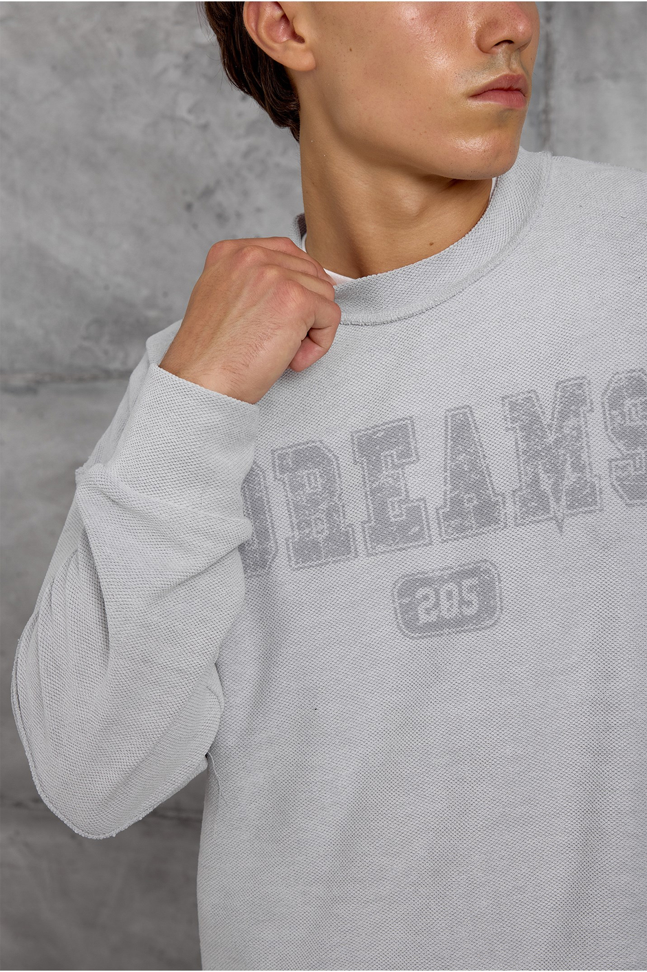 Gri DREAMS BASKI DOKUMA KUMAŞ OVERSIZE SWEATSHIRT