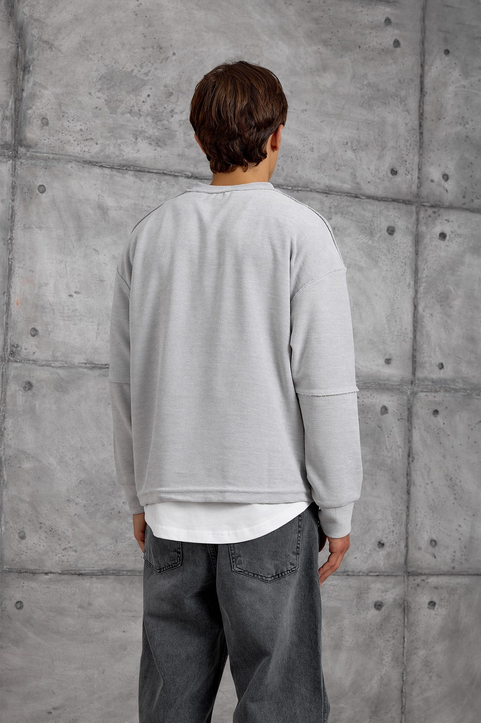 Gri DREAMS BASKI DOKUMA KUMAŞ OVERSIZE SWEATSHIRT