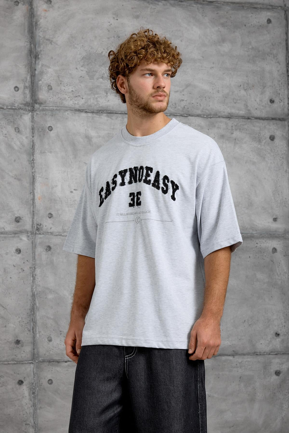 Gri EASY BASKI OVERSIZE TSHIRT