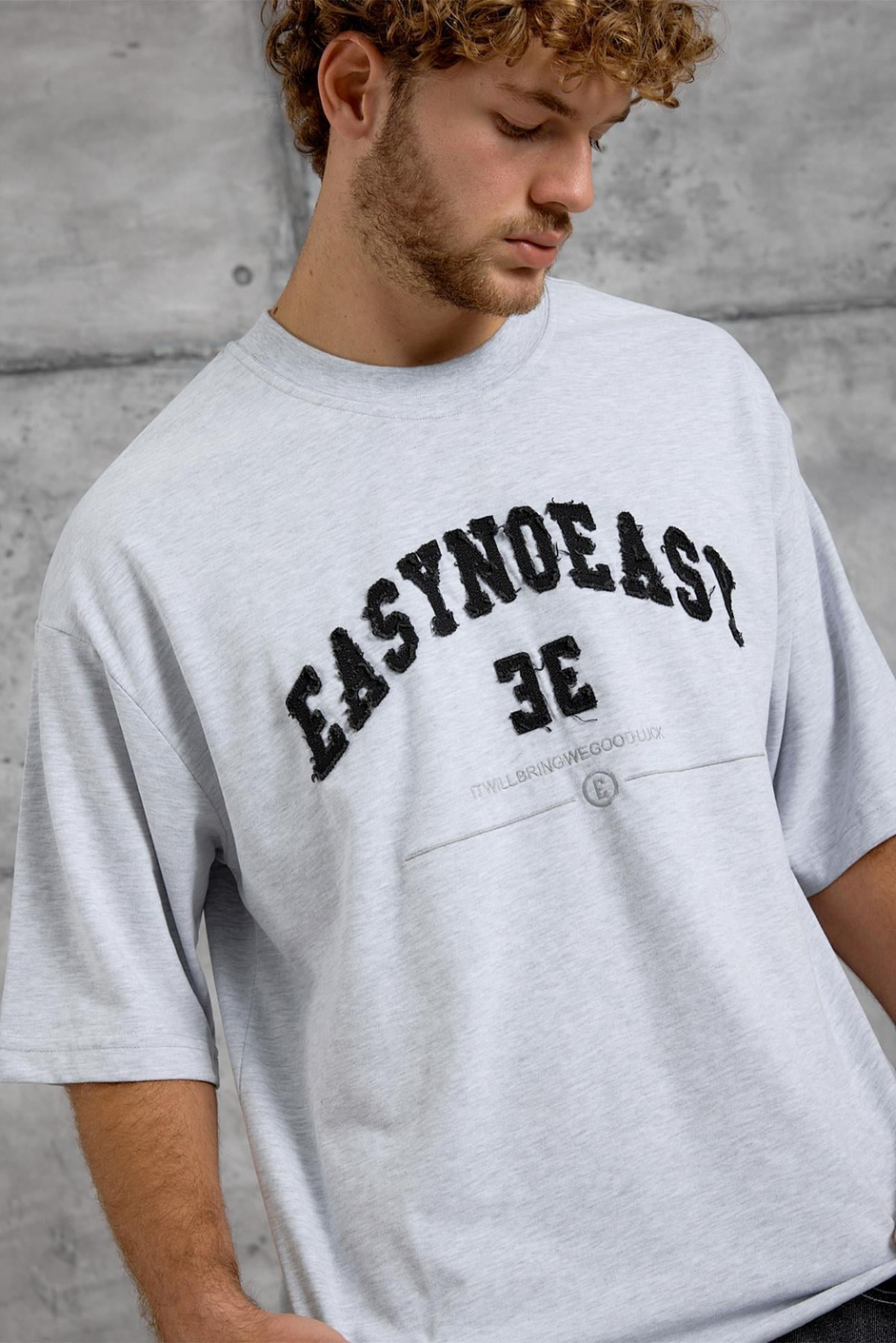 Gri EASY BASKI OVERSIZE TSHIRT