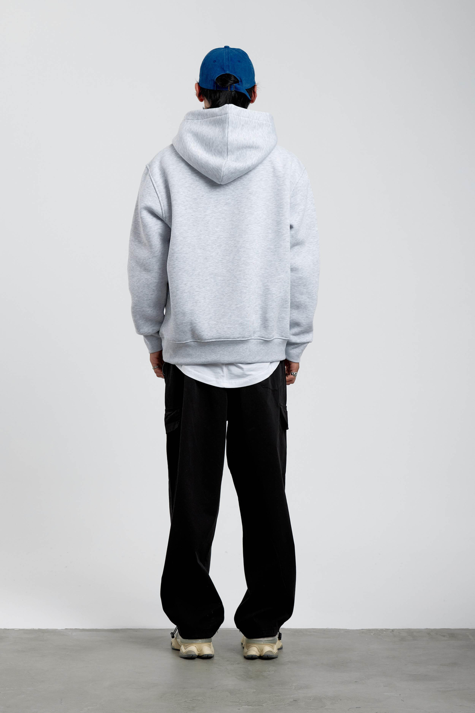 Gri El Baskılı Kapüşonlu Sweatshirt