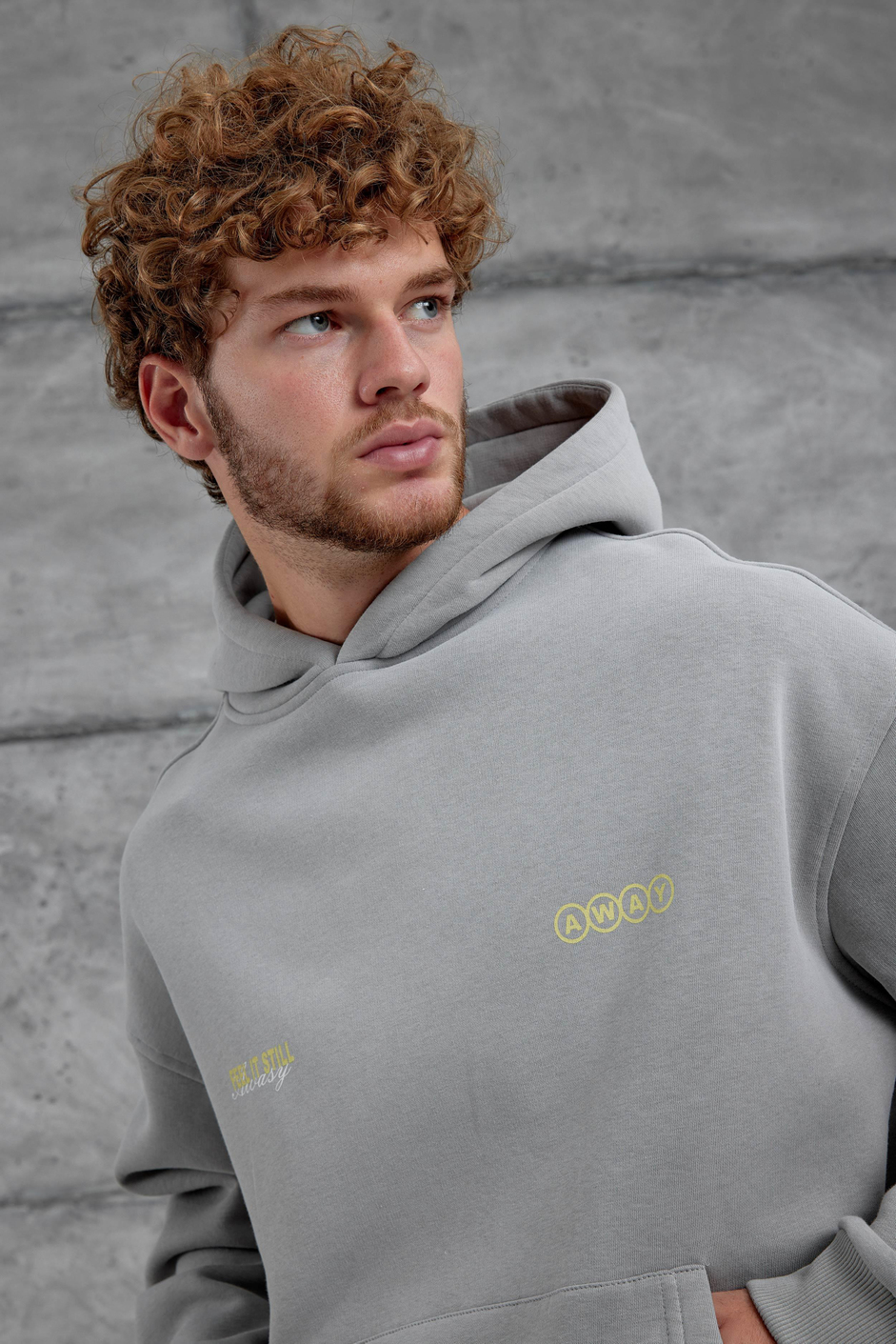 Gri Esent Püskürtme Detaylı Oversize Sweatshirt