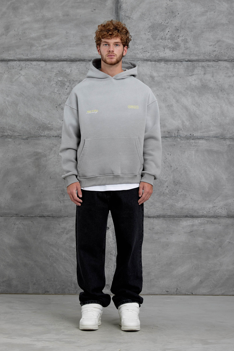 Gri Esent Püskürtme Detaylı Oversize Sweatshirt