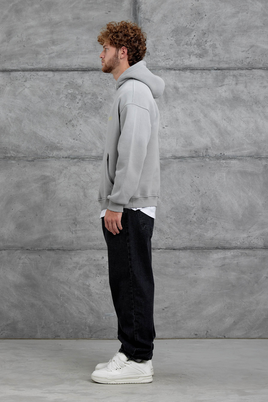 Gri Esent Püskürtme Detaylı Oversize Sweatshirt