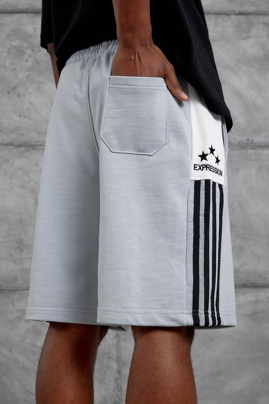 Gri EXPRESSION NAKIŞ OVERSIZE ŞORT