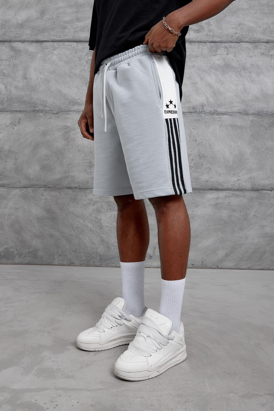 Gri EXPRESSION NAKIŞ OVERSIZE ŞORT