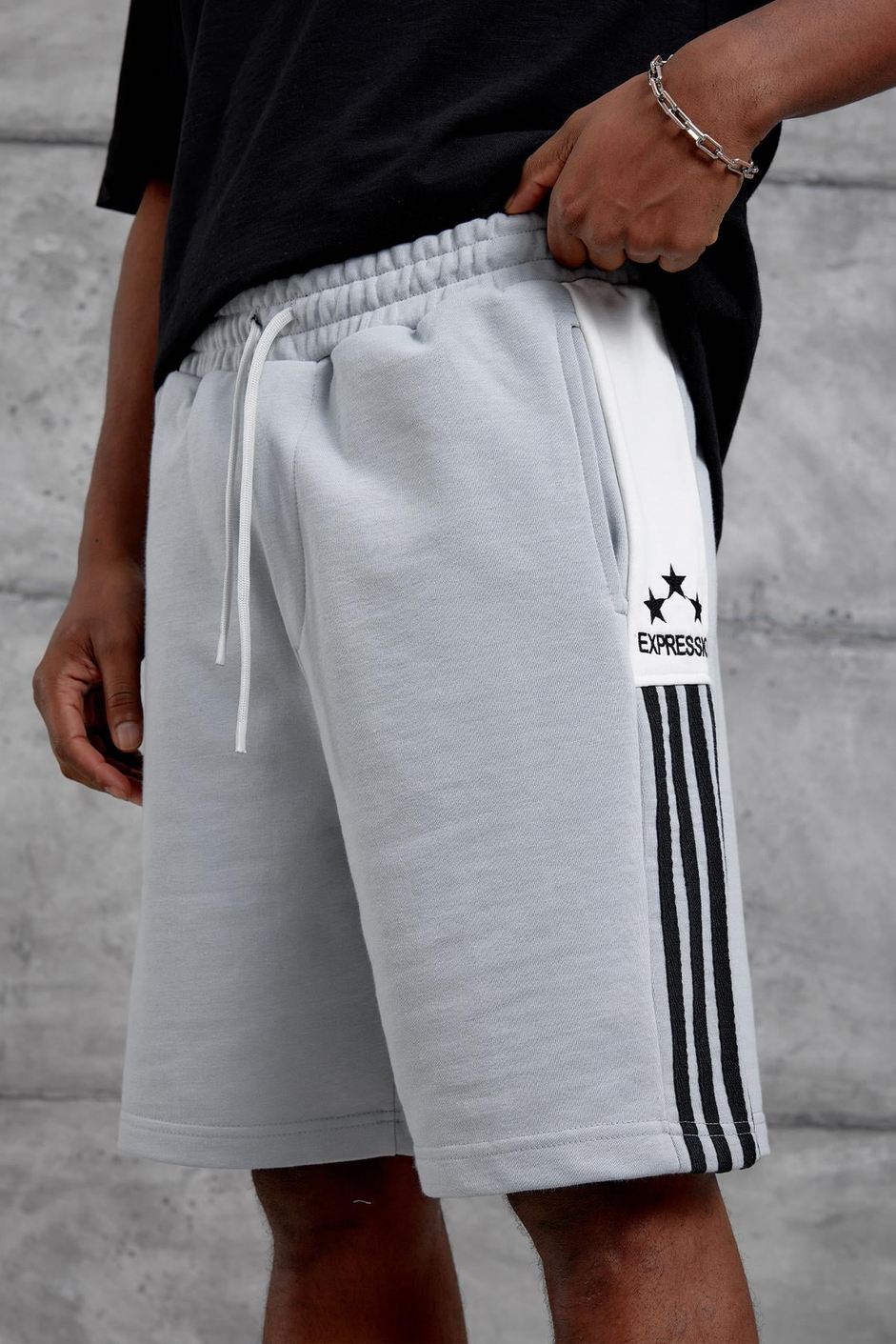 Gri EXPRESSION NAKIŞ OVERSIZE ŞORT