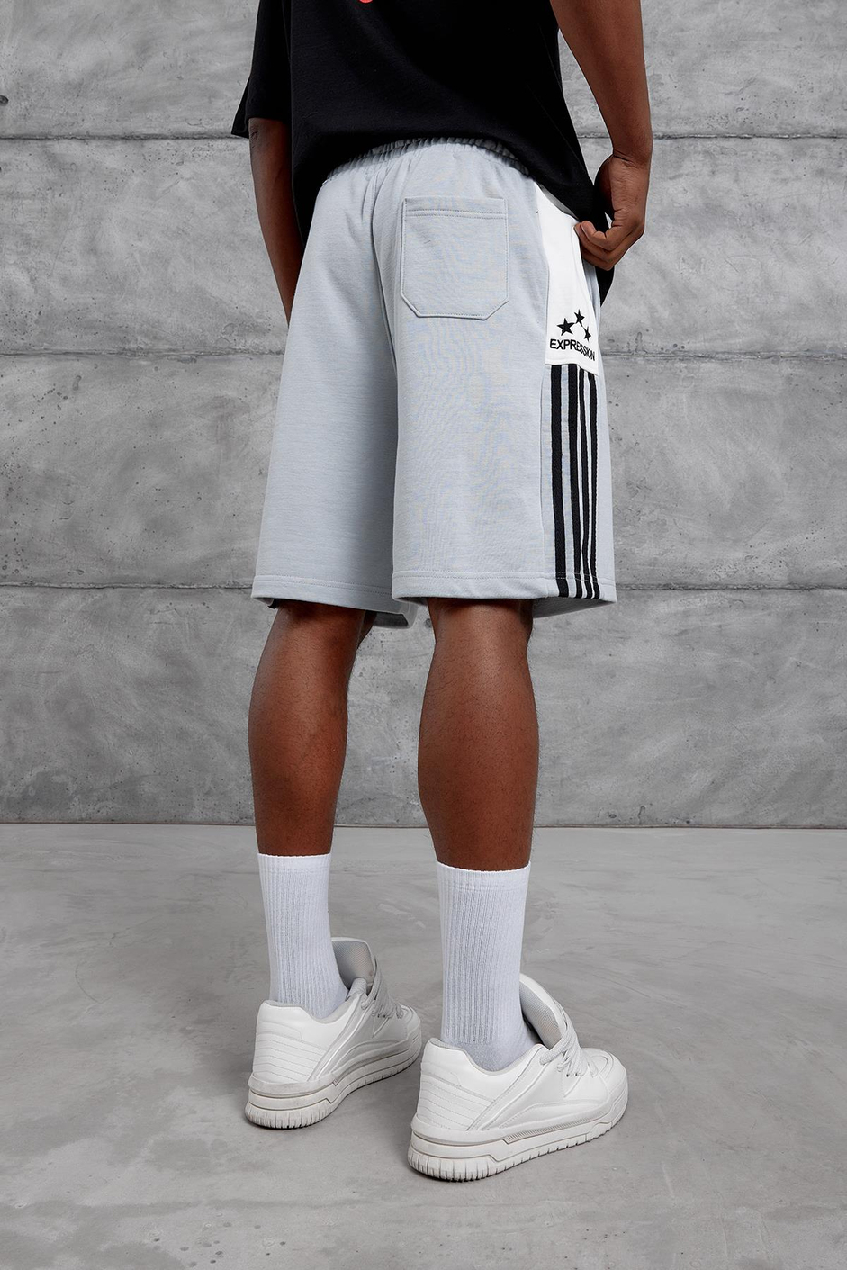 Gri EXPRESSION NAKIŞ OVERSIZE ŞORT