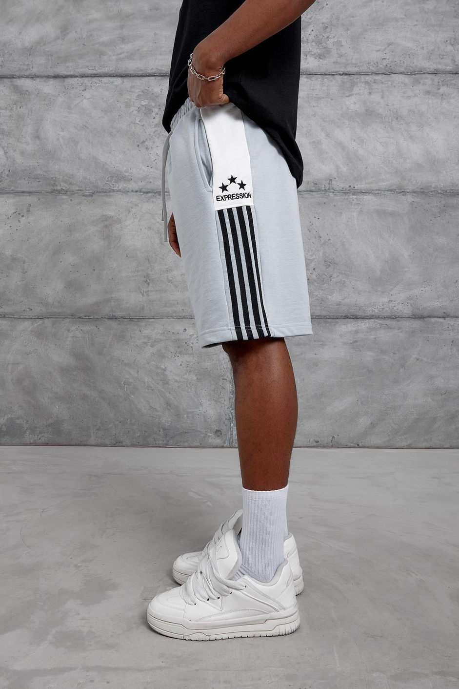 Gri EXPRESSION NAKIŞ OVERSIZE ŞORT