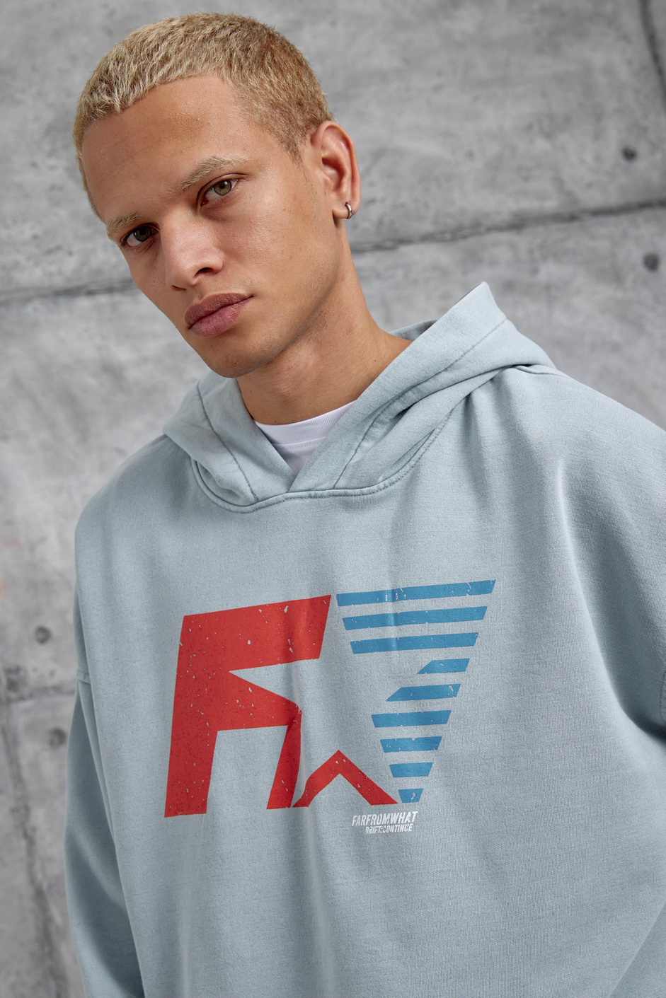 Gri F1 BASKILI KAPÜŞONLU OVERSİZE SWEATSHİRT