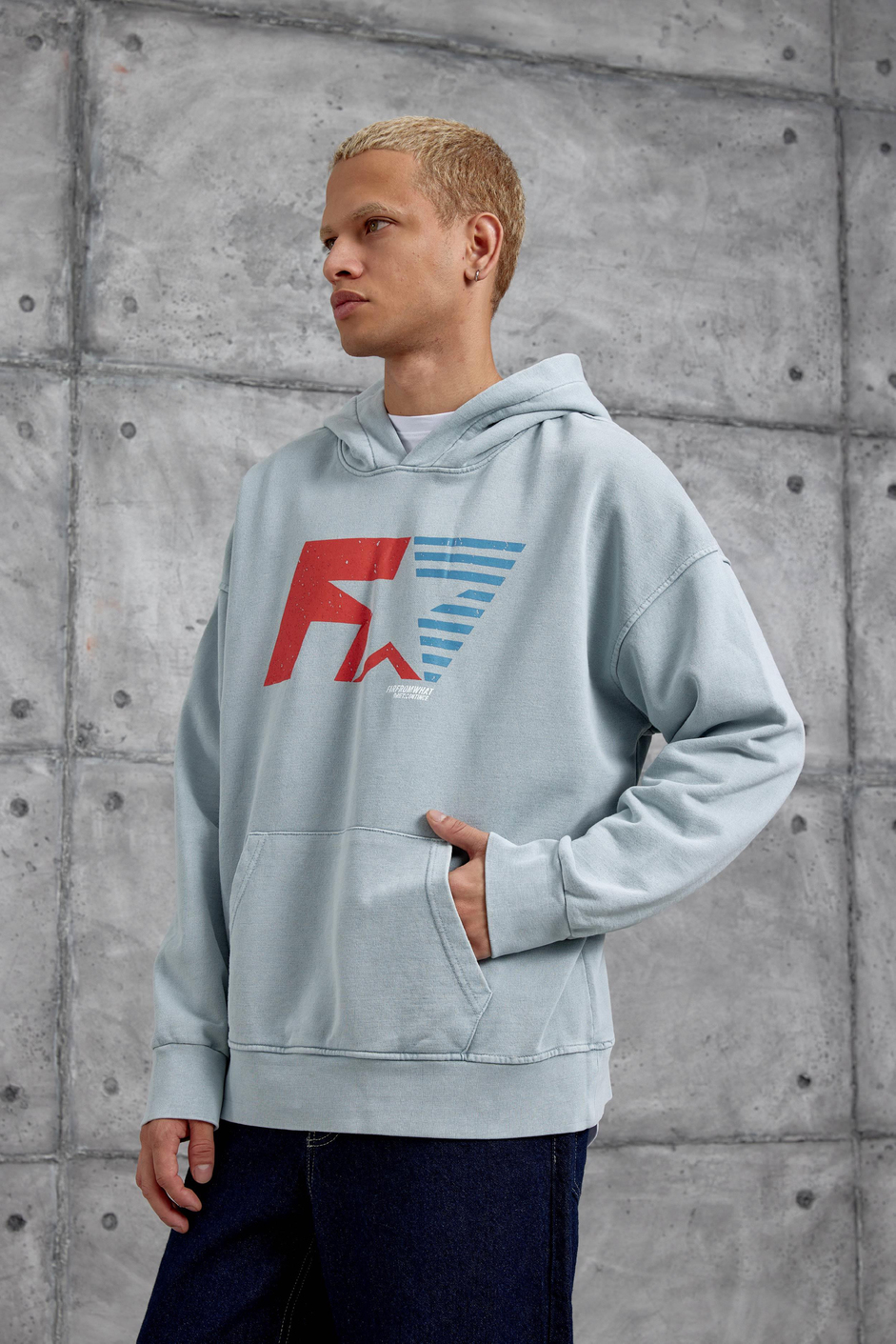 Gri F1 BASKILI KAPÜŞONLU OVERSİZE SWEATSHİRT