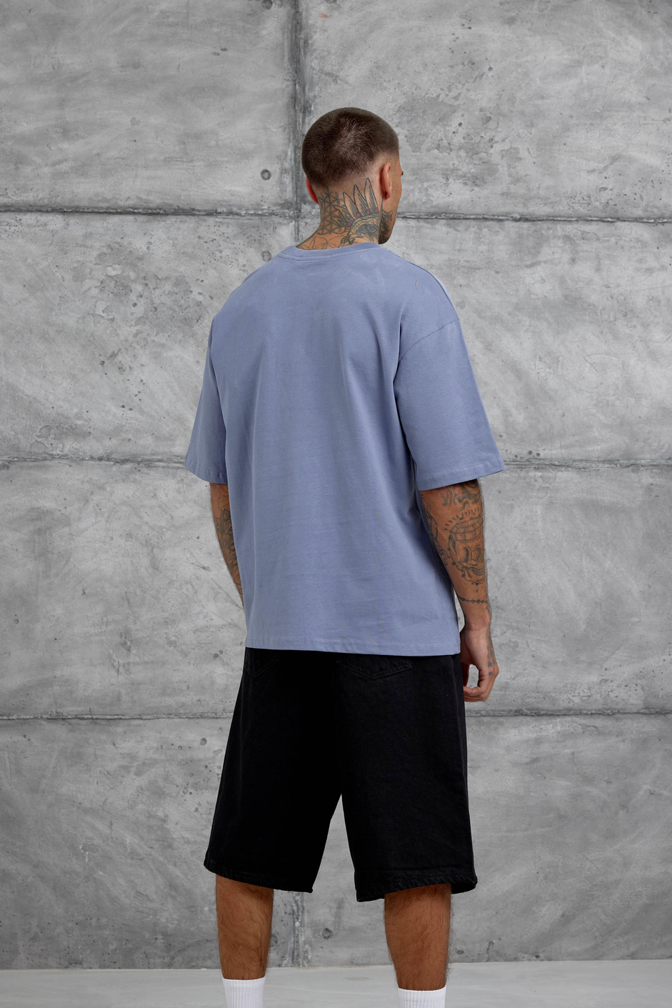 Gri Gabserine Yazılı Oversize Tshirt