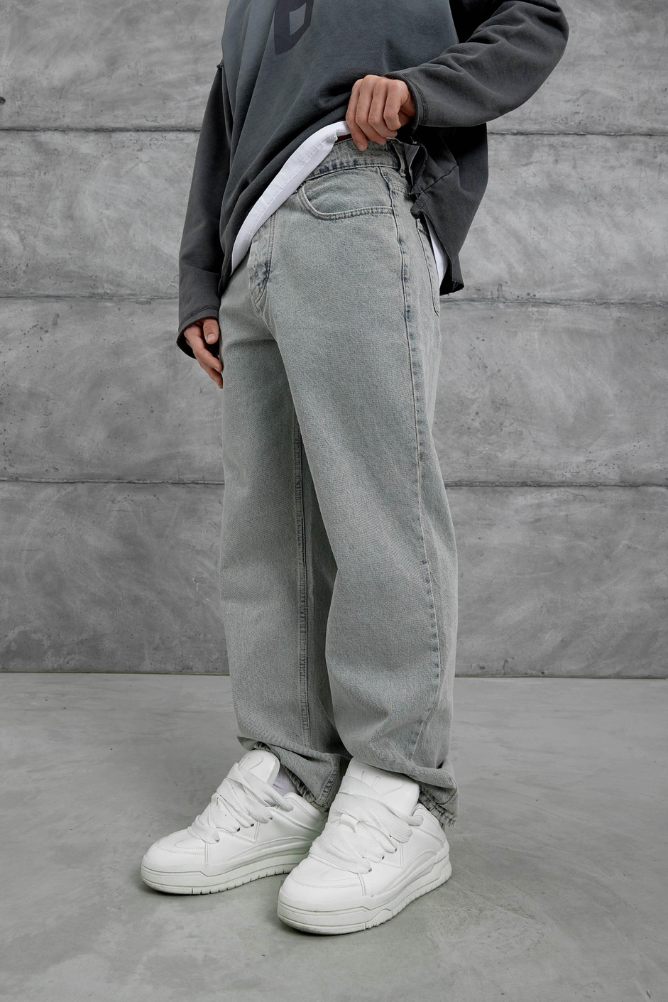 Gri Gst Baggy Kalıp Jean