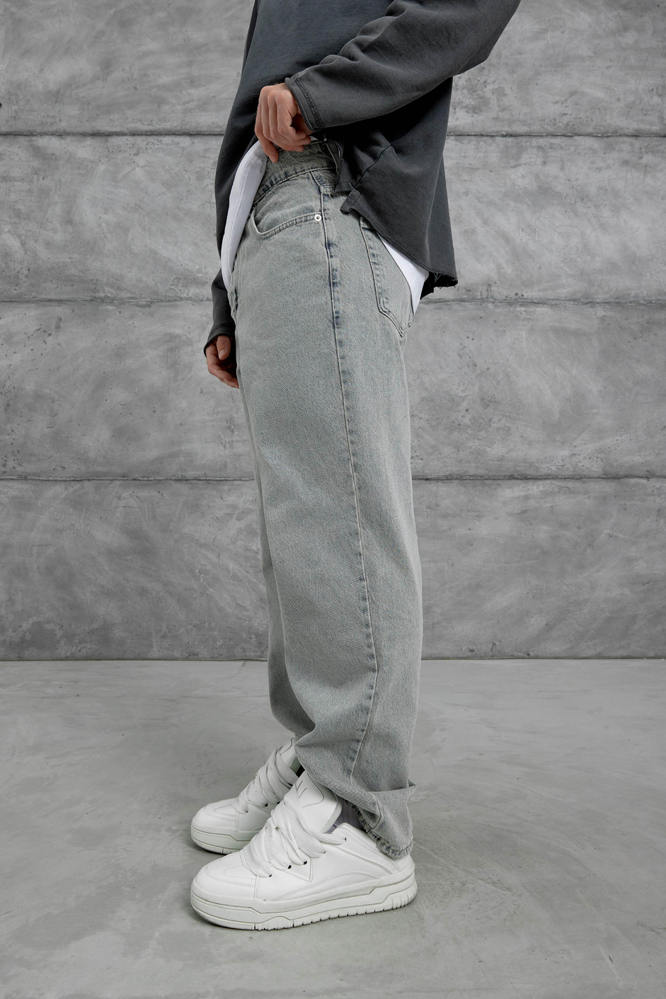 Gri Gst Baggy Kalıp Jean