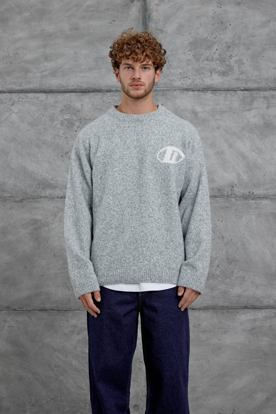 Gri Gst Bisiklet Yaka Oversize Triko