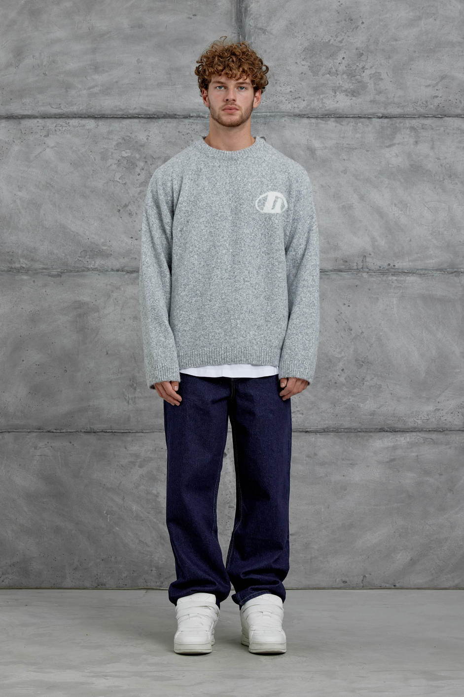 Gri Gst Bisiklet Yaka Oversize Triko