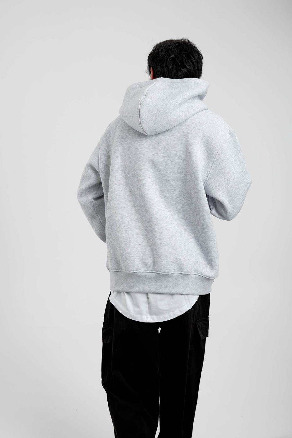 Gri Kapüşonlu Basic Şardonlu Sweatshirt
