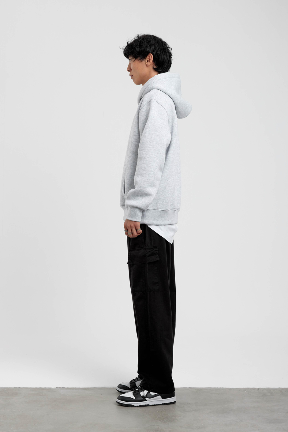 Gri Kapüşonlu Basic Şardonlu Sweatshirt