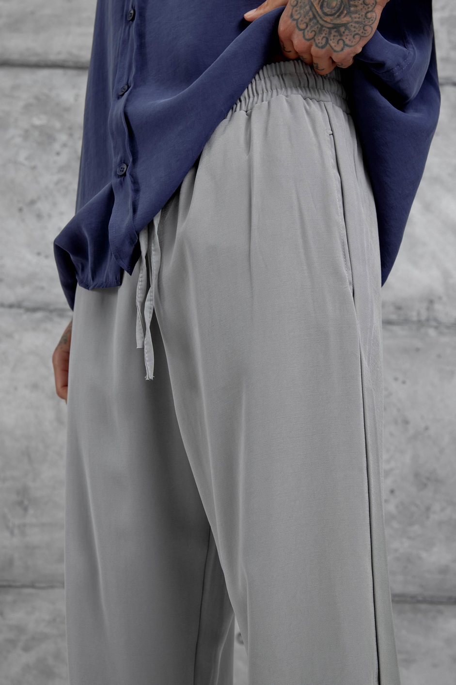 Gri Kp Duble Kumaş Baggy Pantolon