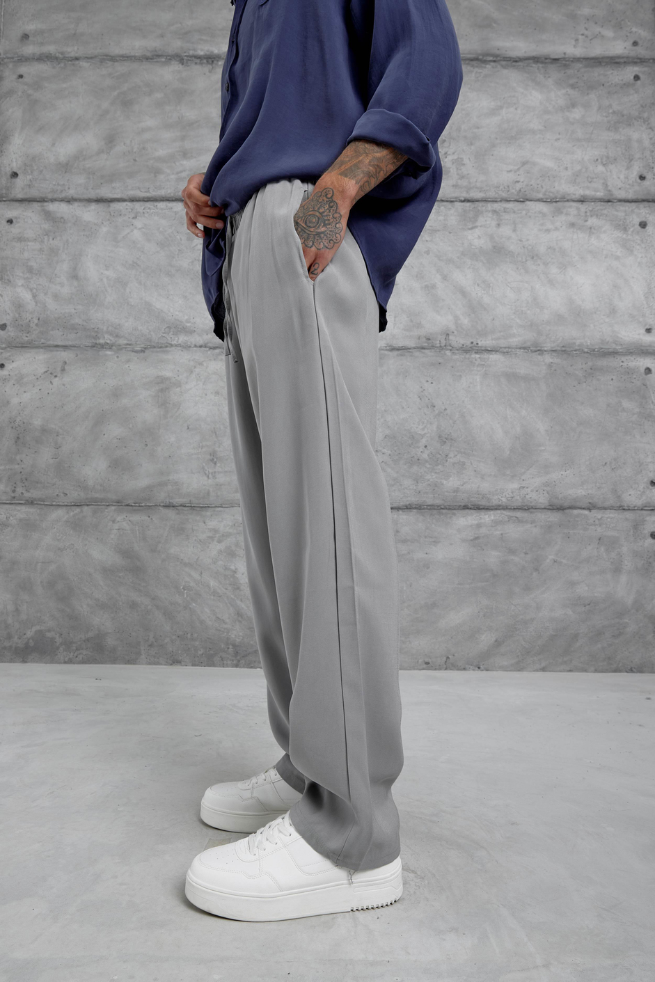 Gri Kp Duble Kumaş Baggy Pantolon