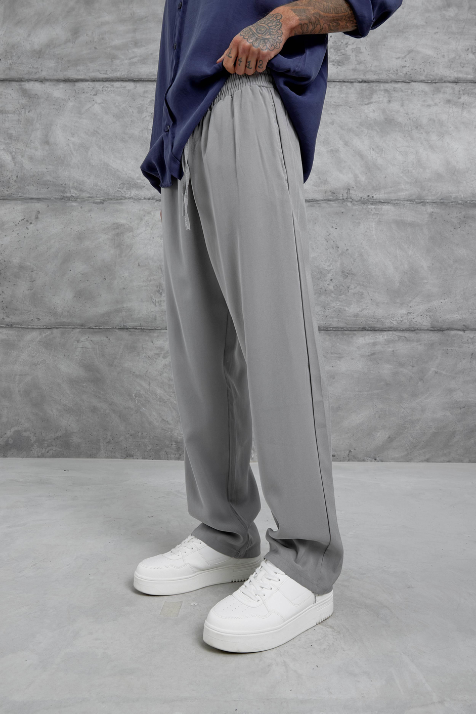 Gri Kp Duble Kumaş Baggy Pantolon