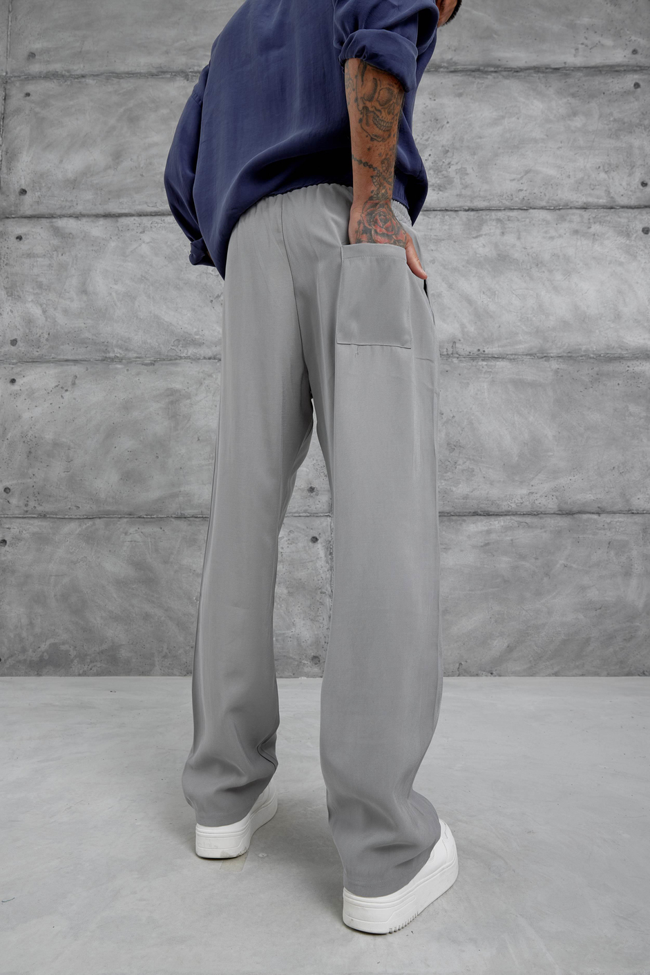 Gri Kp Duble Kumaş Baggy Pantolon