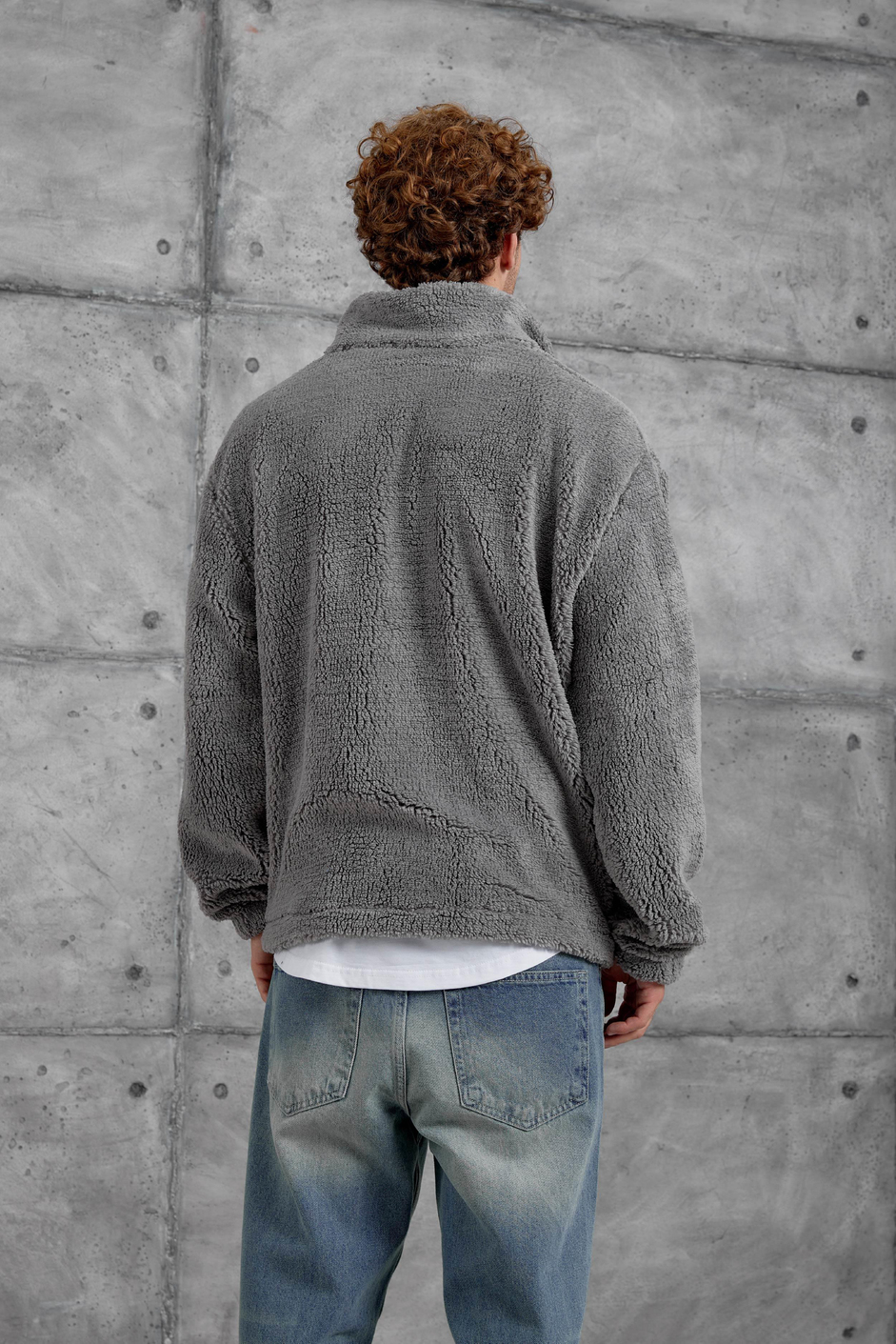 Gri LNS YARIM FERMUAR PELUŞ SWEATSHİRT