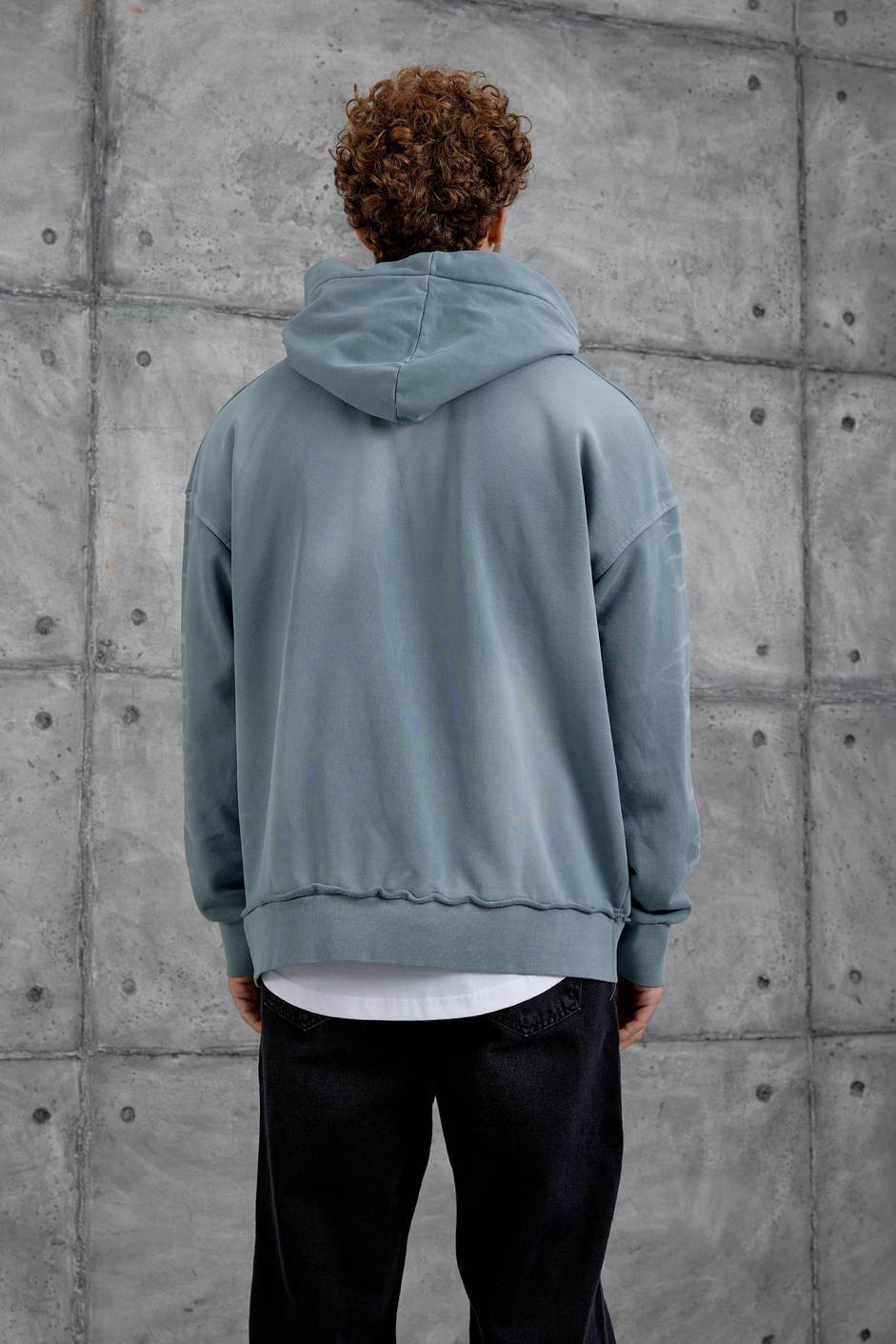 Gri Love Money Baskılı Parça Kollu Oversize Kapüşonlu Sweatshirt