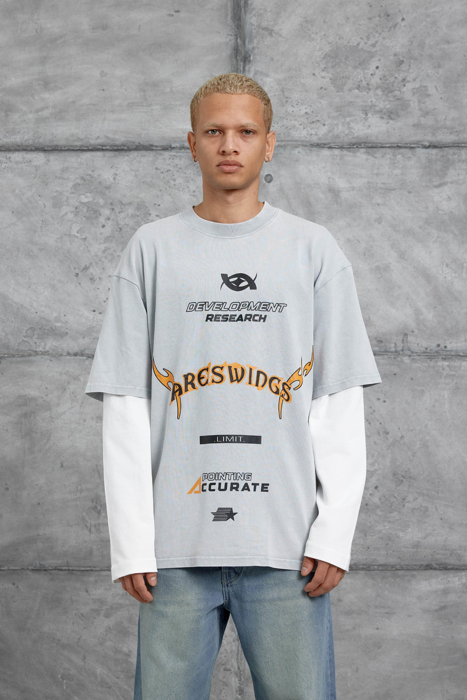 Gri Nmrc Areswing Yazılı Oversize Parça Kollu Sweatshirt