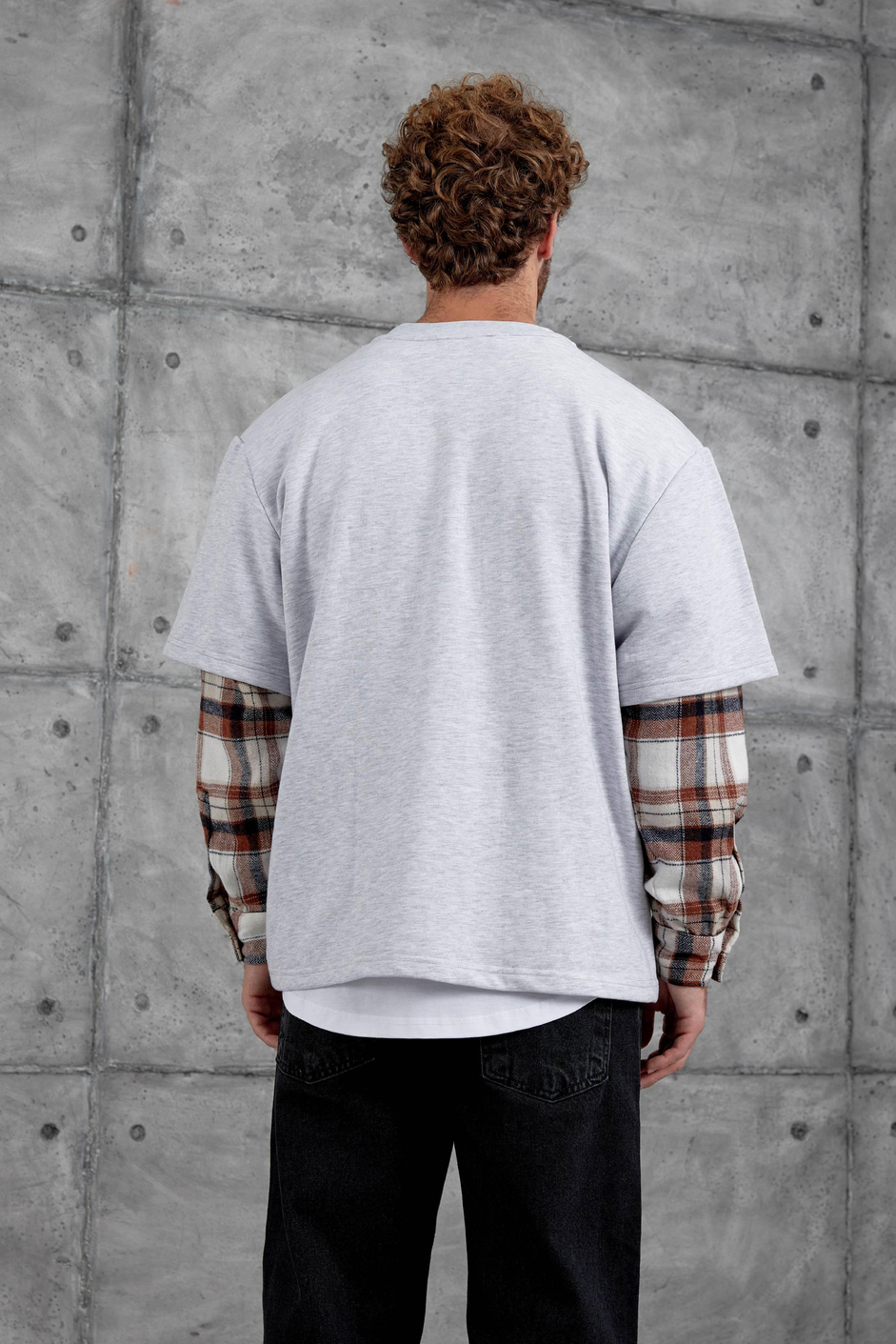 Gri Nmrc Kolu Parçalı Oversize Sweatshirt