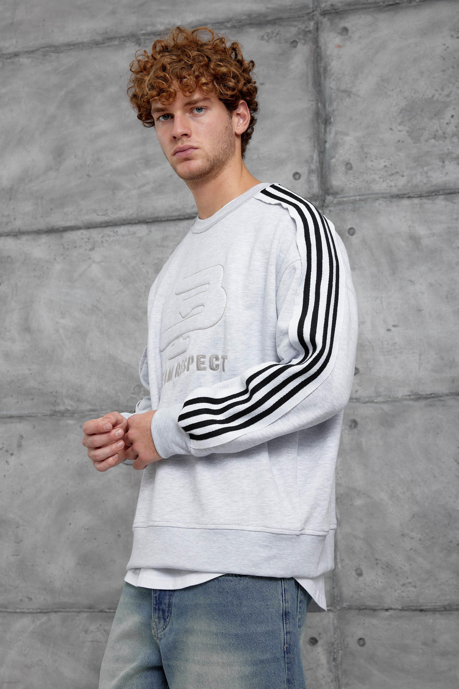 Gri NMRC ŞERİT DETAYLI 9 NUMARA OVERSİZE SWEATSHİRT