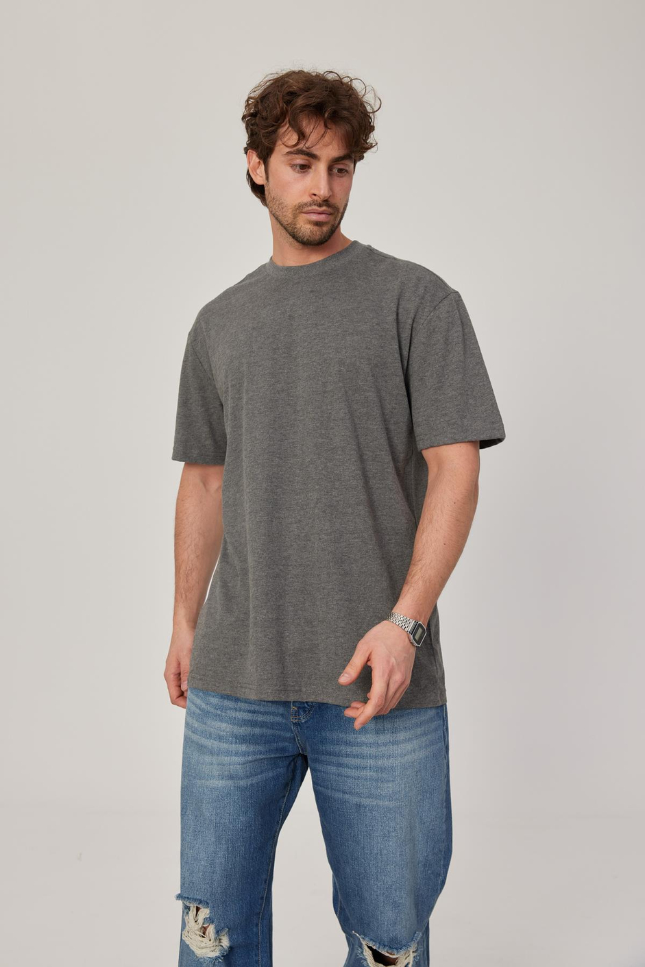 Gri Oversize Basic Tshirt