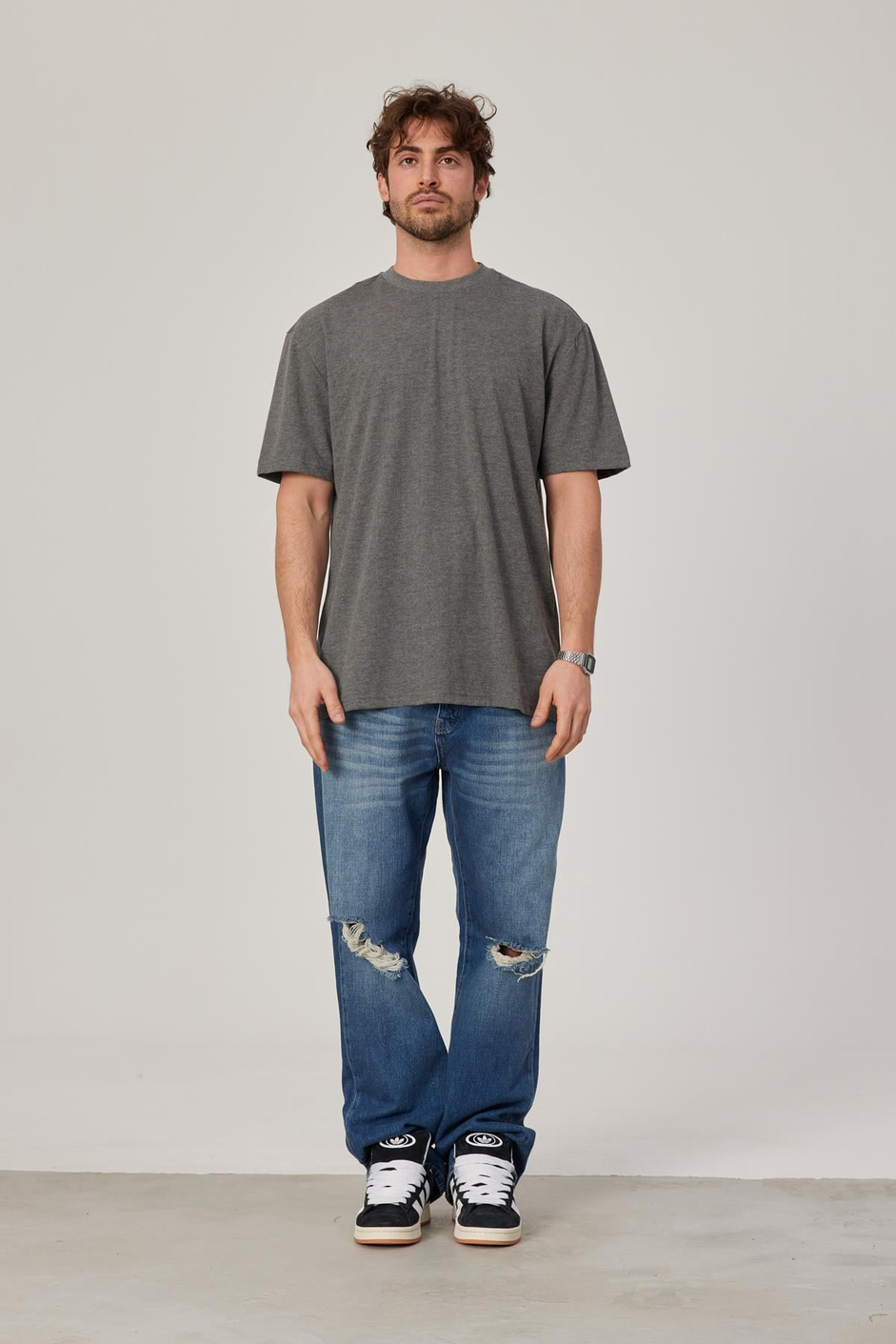 Gri Oversize Basic Tshirt
