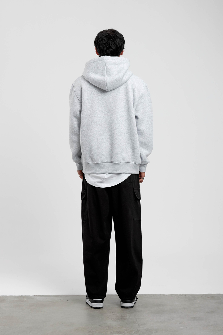 Gri Pota Baskılı Kapüşonlu Sweatshirt