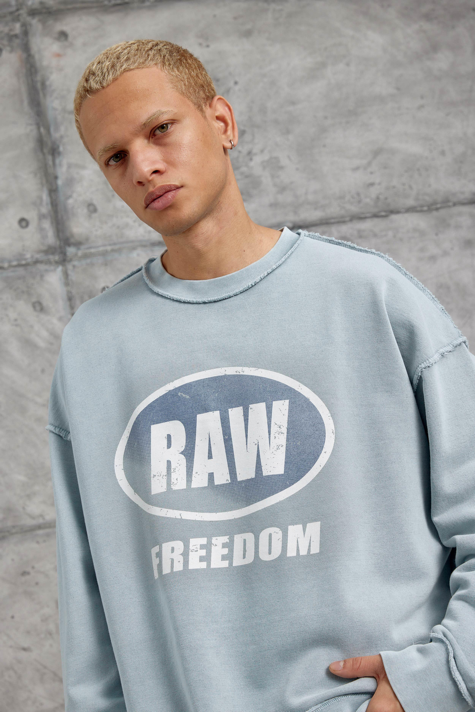 Gri RAW BASKILI OVERSİZE SWEATSHIRT
