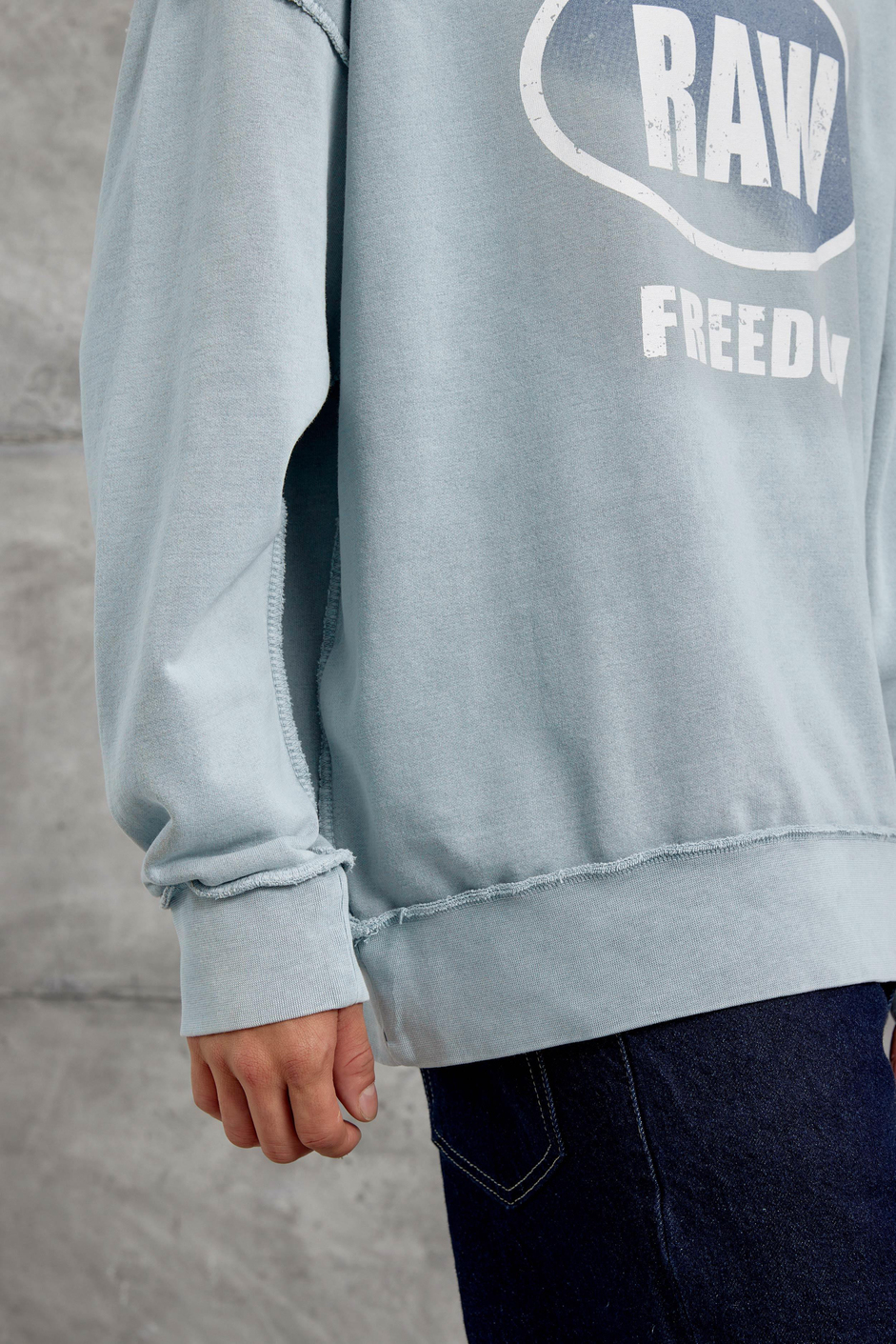 Gri RAW BASKILI OVERSİZE SWEATSHIRT