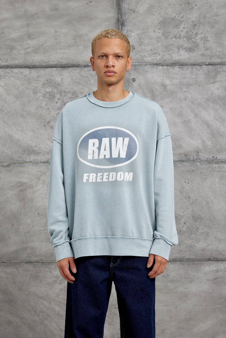 Gri RAW BASKILI OVERSİZE SWEATSHIRT
