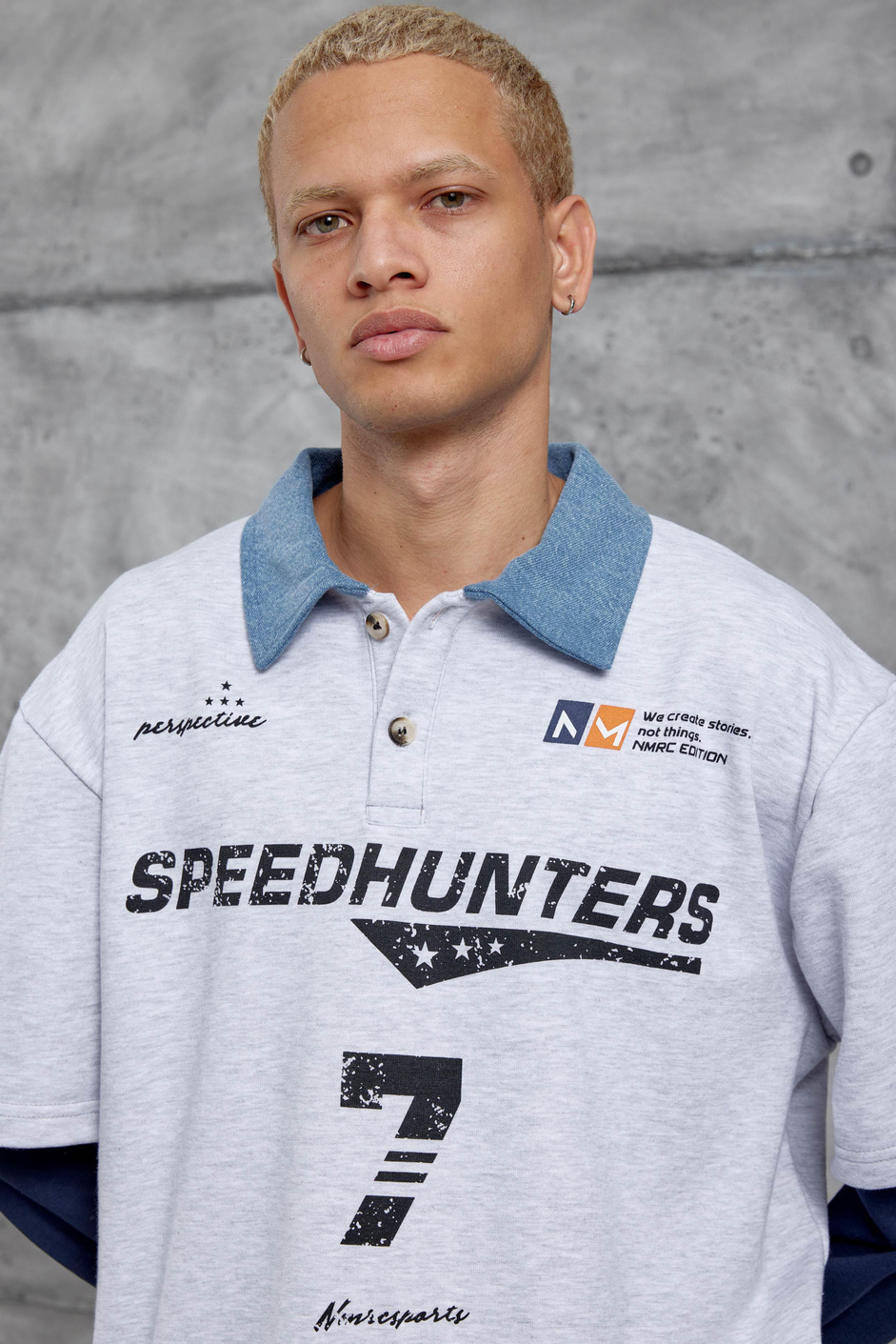 Gri SPEEDHUNTERS BASKILI OVERSİZE SWEATSHİRT