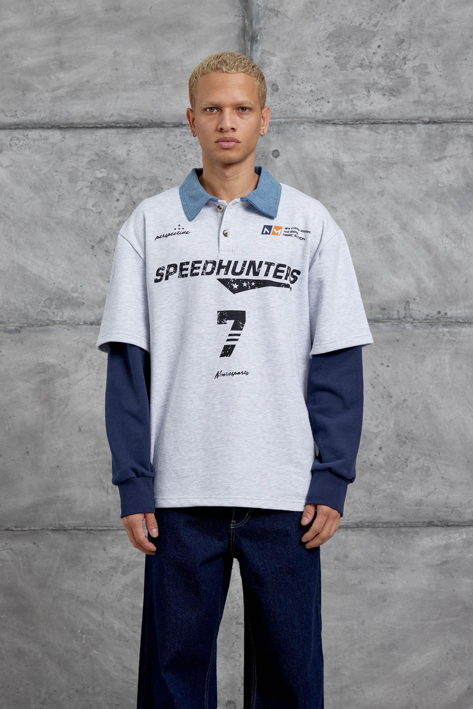 Gri SPEEDHUNTERS BASKILI OVERSİZE SWEATSHİRT