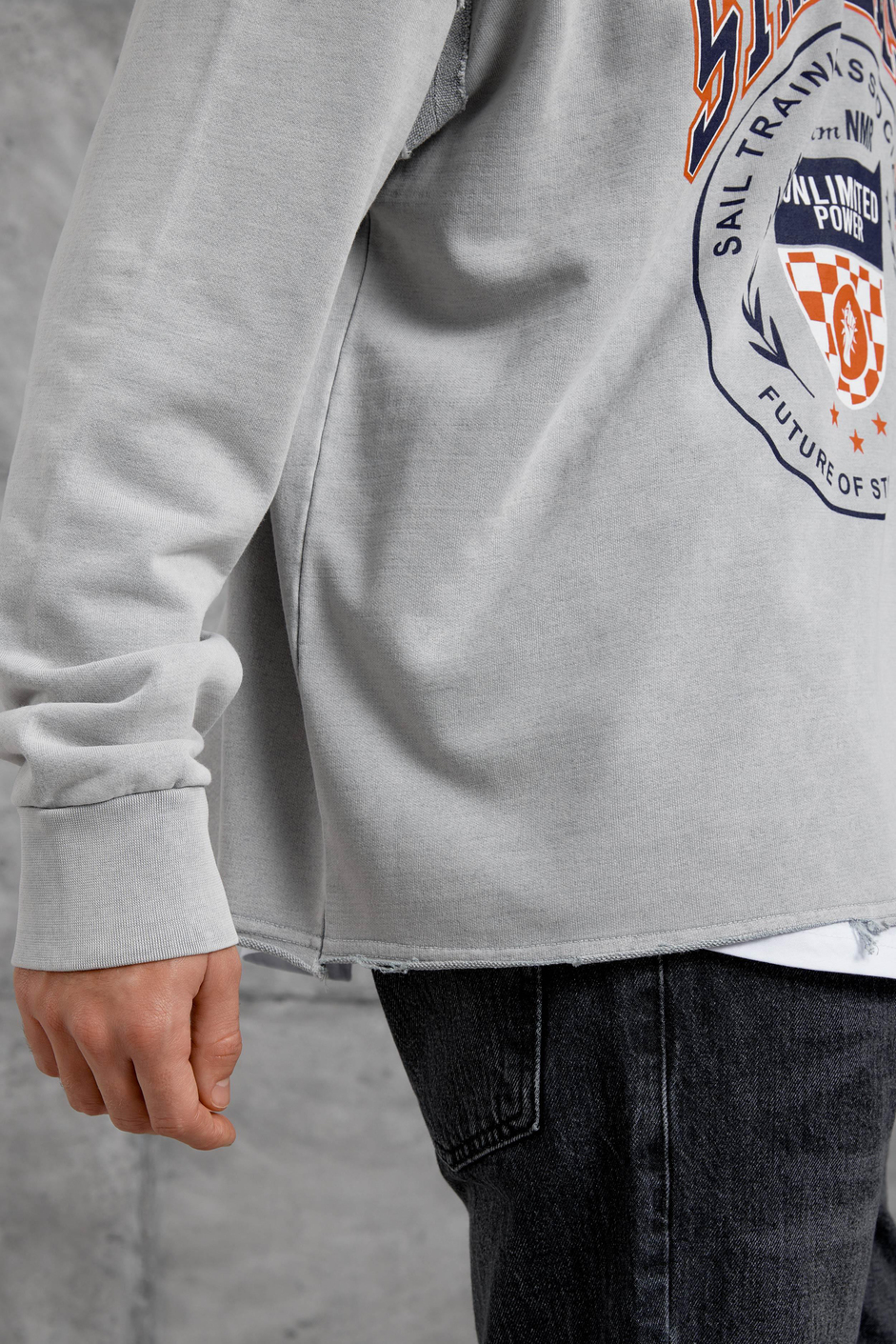 Gri STARFLASH BASKILI DİKİŞ DETAYLI SWEATSHİRT