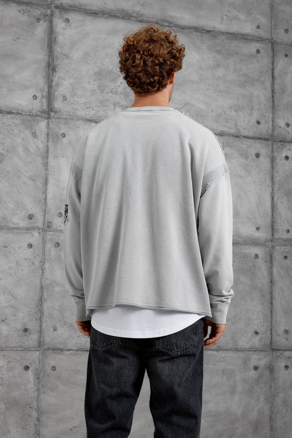 Gri STARFLASH BASKILI DİKİŞ DETAYLI SWEATSHİRT