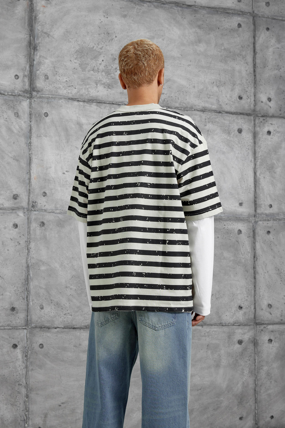 Gri TAINED BASKILI KOLU PARCALI OVERSİZE SWEATSHIRT