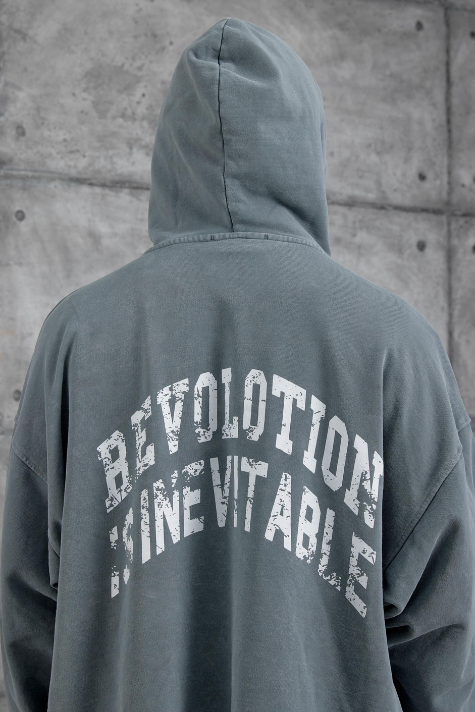 Gri Uv8 Baskılı Yıkamalı Oversize Kapüşonlu Sweatshirt