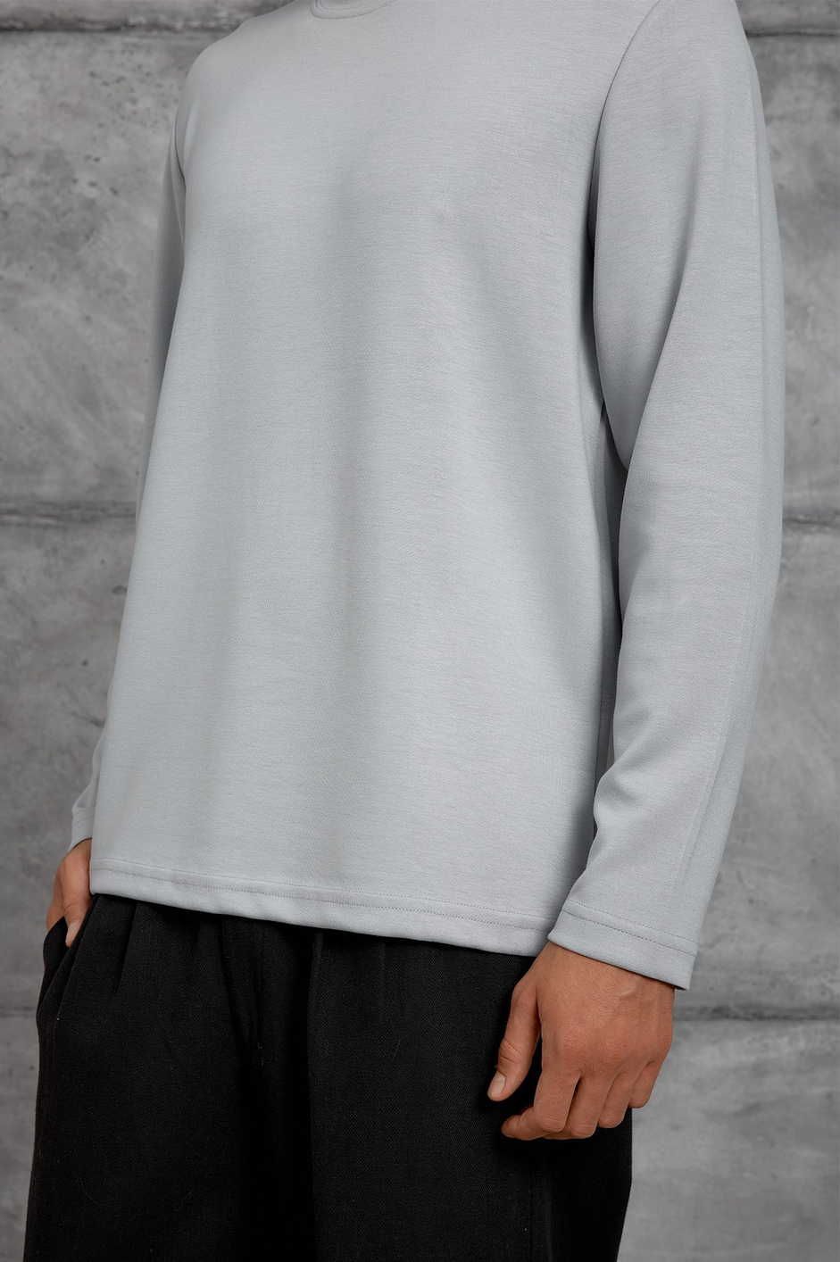 Gri UZUN KOLLU OYSHO KUMAŞ SWEATSHIRT