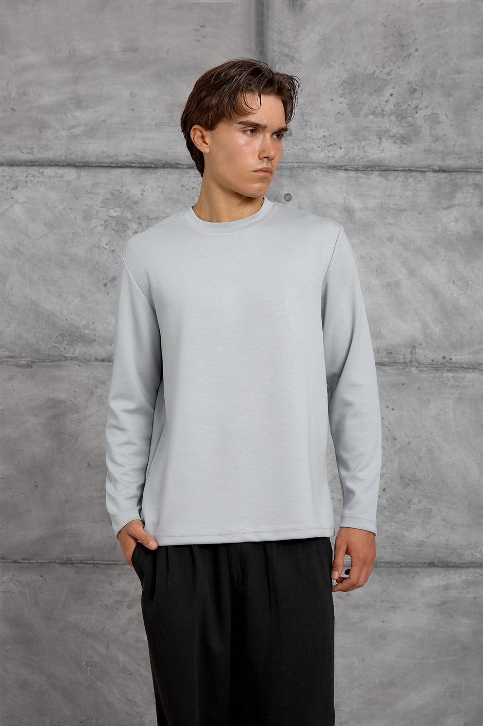 Gri UZUN KOLLU OYSHO KUMAŞ SWEATSHIRT