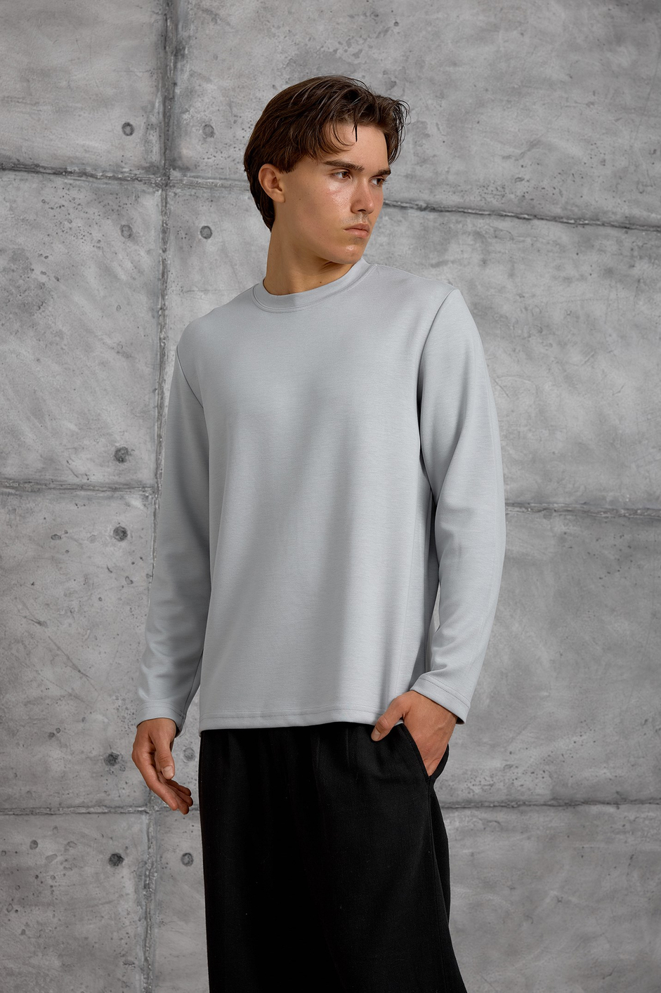 Gri UZUN KOLLU OYSHO KUMAŞ SWEATSHIRT