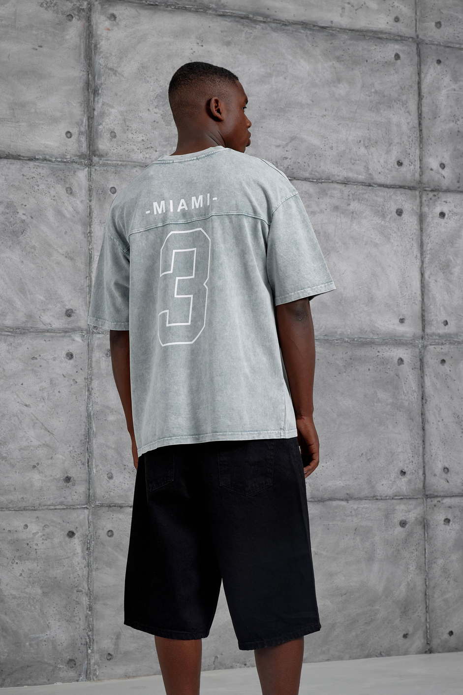 GRI Wade 3 Miami Baskılı Yıkamalı Oversize Tshirt