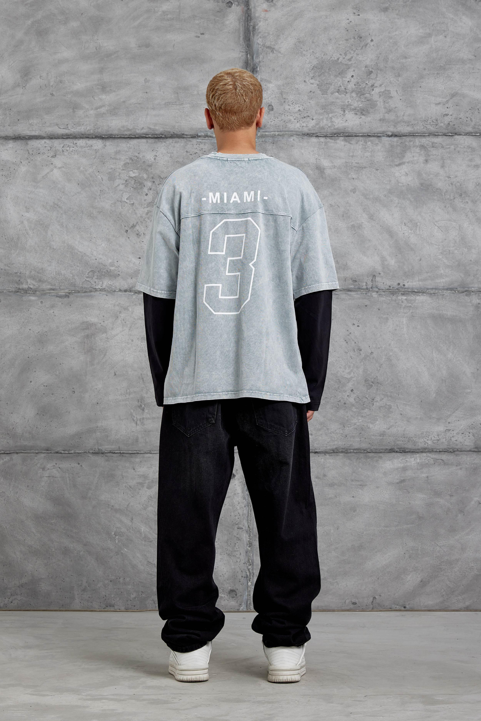 Gri Wade Baskılı Yıkamalı Parça Kollu Oversize Sweatshirt