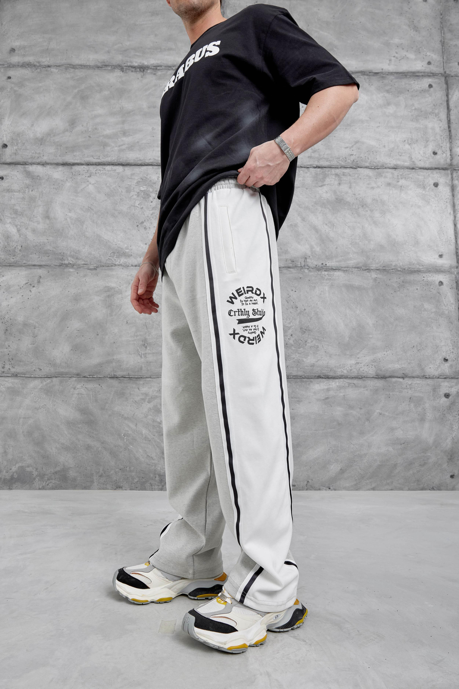 Gri Weirdx Yazılı Baggy Eşofman